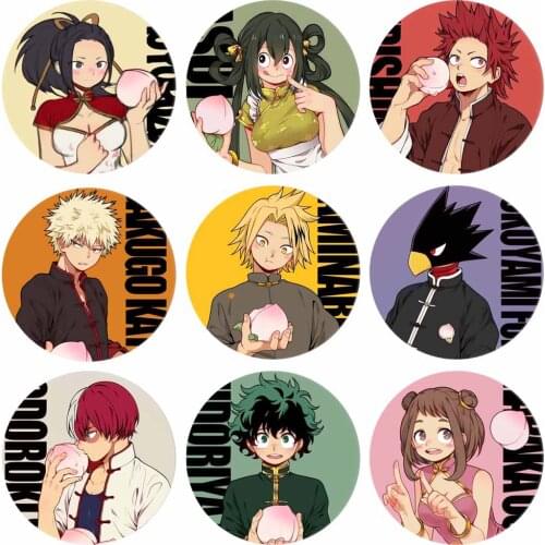 My Hero Academia Anime Peripheral Cartoon Round Acrylic Badge Collectible Brooch Pins Button Badges Bag Accessories