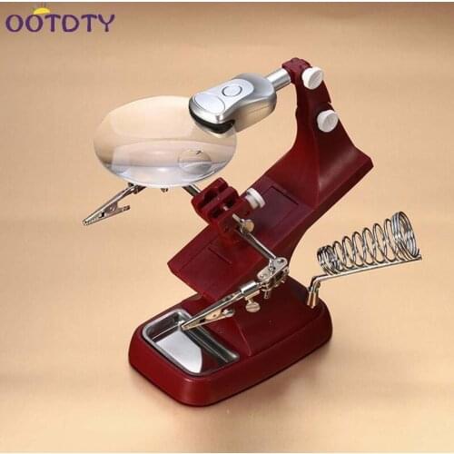 LED Clamp Soldering Iron Stand Helping Hands Magnifying Glass Magnifier Crocodile Clip SMD-3Z