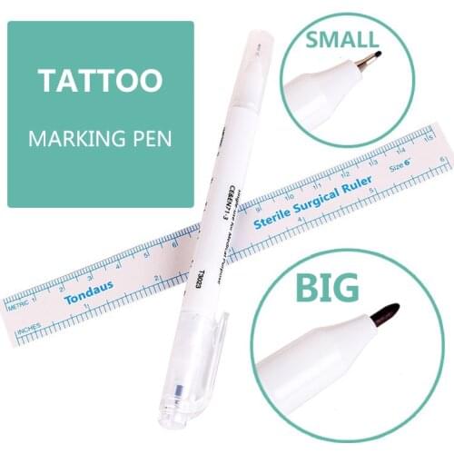 1pcs Tattoo Skin Marker Piercing Marking Pen for Eyebrow Tattoo Scribe Tool Supply Surgical Double Heads Point Marking 1mm 0.5mm