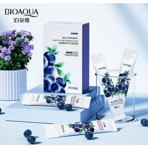 20pcs/Box BIOAQUA Blueberry No-Wash Sleeping Mask Moisturizing Repairing Facial Mask Cream Disposable Remove Fine Line Care Mask