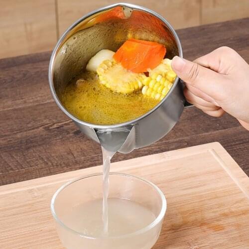 Multi-use Stainless Steel Gravy Oil Soup Fat Separator Grease 1000ML Oiler Filter Strainer Bowl Home Kitchen Cooking Tools