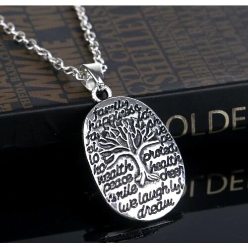 Fashion Life Tree Oval Pendant Chain Necklace Women Men Girls Jewelry Family Friends Necklaces Gifts Party Xmas Collar Collier