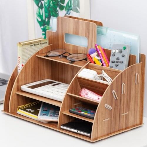 Multi-Layer Storage Office Desktop Pen Holder Storage Box Supplies File Shelf Data Wooden Shelf Health And Environmental Protect
