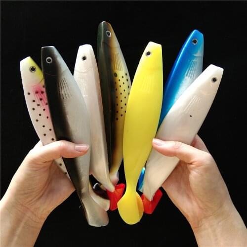 7 colors 23cm 70g Soft Sea Fishing Lure Rubber T Shad Big Bait Swimbait T Tail Trolling Bass Fishing Worm JIG Artificial Bait
