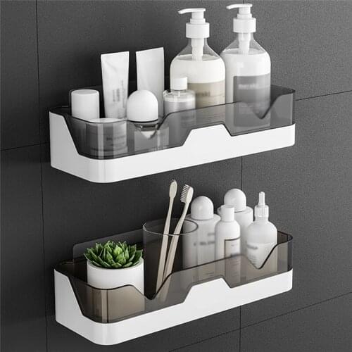 Punch-Free Wall-Mounted Bathroom Organizer Shower Drain Rack Toiletries Storage Tray Toothbrush Cosmetic Holder Storage Tray