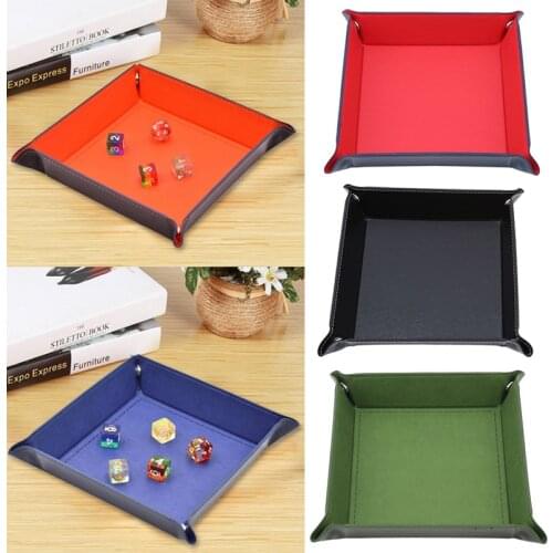 Desktop Storage Tray PU Leather Key Plate New Folding Square Wallet Coins Door Frame Tray Home Dice Jewelry Leather Storage Tray