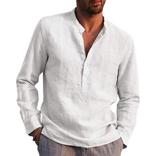 2021 New Mens Casual Blouse Cotton Linen Shirt Loose Tops Short Sleeve Tee Shirt Spring Autumn Summer Casual Handsome Men Shirt