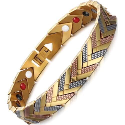 New Golden Magnetic Bracelets Bangle for Women 4 in 1 Health Care Bio Energy Germanium Healing Female Jewelry for Arthritis