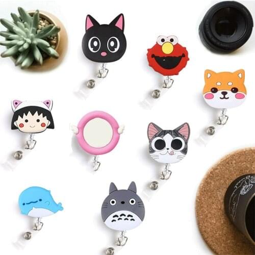 New Design Silicone Retractable Student Nurse Badge Reel Clip Cartoon Cat Anime ID Card Case Credit Card Cover ID Card Holder