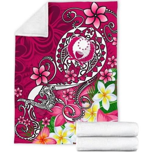 Pohnpei Premium Blanket Turtle Plumeria Pink 3D Printed Wearable Blanket Adults/kids Fleece Blanket Sherpa Blanket