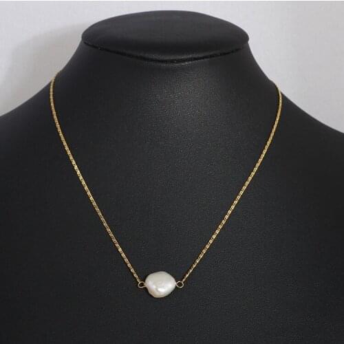 Baroque shaped single pearl simple clavicle chain necklace
