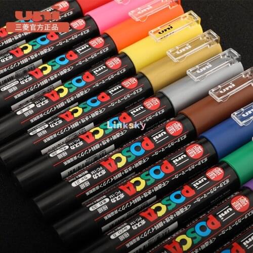 Uni Posca PC-1M Paint Art Marker Pens - Fabric Glass Metal Pen ,fine 0.7mm Bullet Shaped Nib ,for Intricate and Detailed Drawing