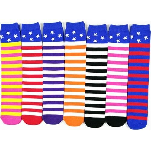 YZ-S-XH-0023 Five-pointed star stockings childrens combed cotton striped socks spring stockings