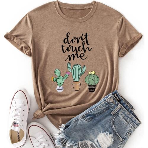 Woman Summer T-Shirts Short Sleeve Tops Funny Cactus Graphic Tee Shirts for Women Female Colorful Casual Shirts Clothing