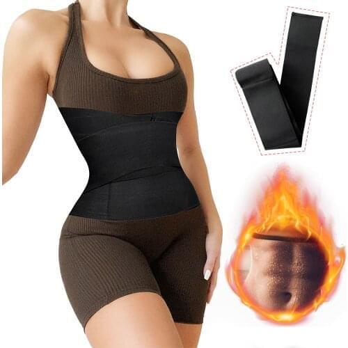 MUKATU Free Size Body Waist Trainer Short for Women Men Sweat Slimming Belt Wraps Weight Loss Sauna Belt Waist Support