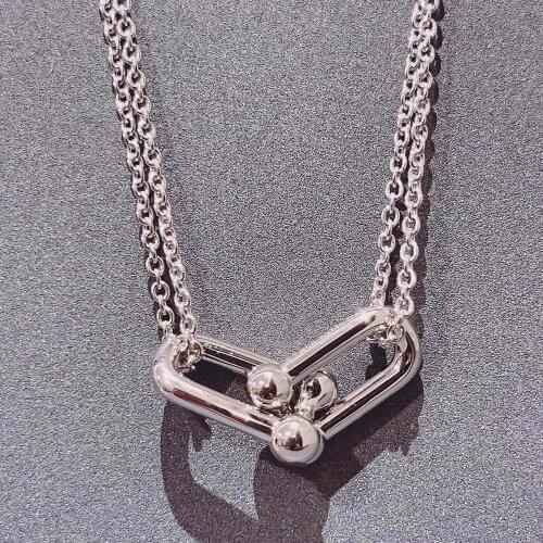 High Fashion Luxury Brand 100% S925 Sterling Silver Necklace For Women Classical Pendant Chain Luxury Fine Jewelry