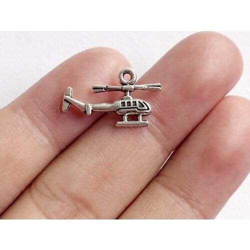 10pcs 20x12mm Charms Helicopter Airplane Tibetan Silver Color Pendant For Making Fit DIY Jewelry Handmade Accessories Wholesale