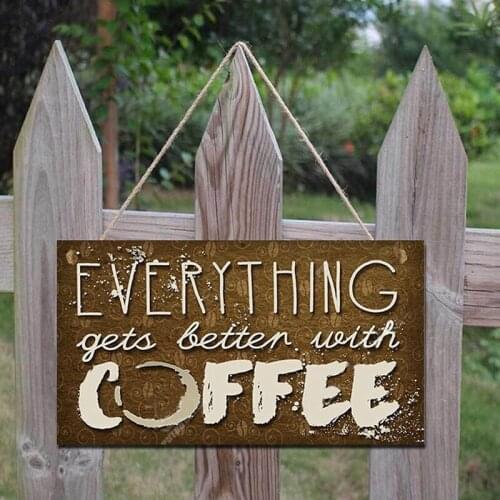 12 Style Coffee Signs Wooden Hanging Plaques Gift Coffee Home Bar Decoration Door Decoration Room Decor