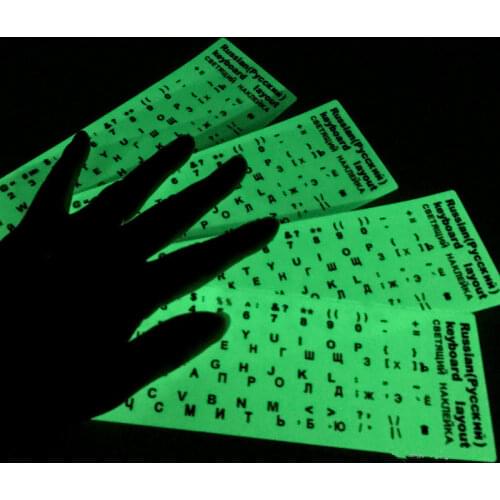 2 PCS Glow in dark Luminous keyboard Stickers French English Spanish Arabic Korean Russian Italian German Japanese Thai Hebrew