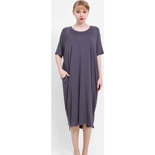 2021 Modal Nightdress Long Skirt Pregnant Womens Home Skirt Short Sleeve Loose Size Skirt Plus Long Skirt Simple And Plus Size