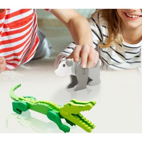 3D Jigsaw Puzzle Smooth Surface Kid Early Educational Toy Wood Colorful Three-dimensional Animal Shape Puzzle for Gift