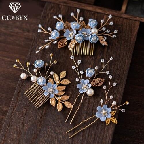 CC Hair Stick Barrettes Hairgrips 4pcs sets Combs Wedding Hair Accessories For Women Forest Style Flower Hairpins Hairwear M110