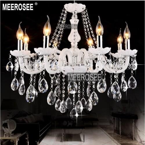 8 lights Modern White Crystal Chandelier Light Elegant Cristal Lustres Premium Quality Light Fixtures Fast Shipping MD801