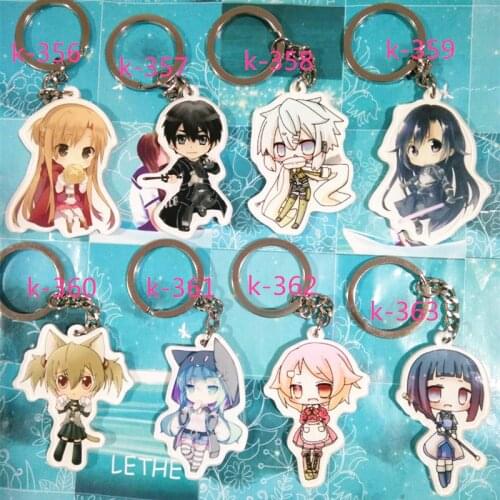 8pcs/set SAO Sword Art Online key chain sword god domain single sided acrylic Llavero Keyrings
