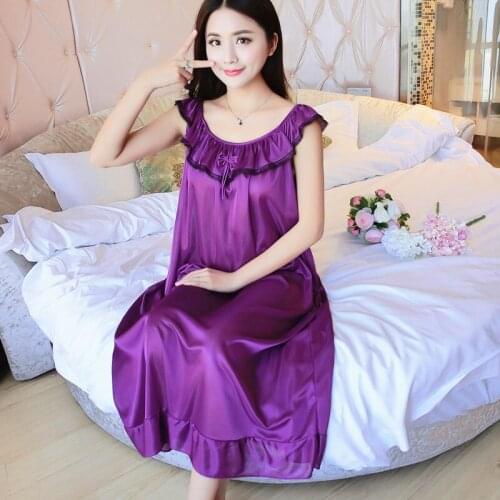 PLUS SIZE 4XL Satin Silk Lace Embroidery Lingerie Sexy Loose Nightgown Women Oversized Shirt Dress Sleep Ropa Summer Autumn Home