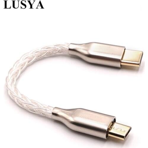 Lusya 8-core 5N Sterling Silver Audio Cable Type-c To Typec To Lightning To Micro HiFi Feadphone Amplifier OTG Cable T0228