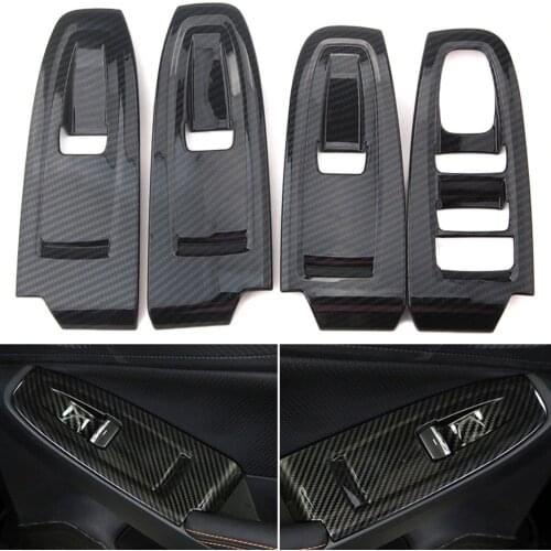 Car Accessories 4pcs ABS Carbon Fiber Style Interior Door Window Button Switch Panel Cover Trim Molding For Subaru XV 2018 New