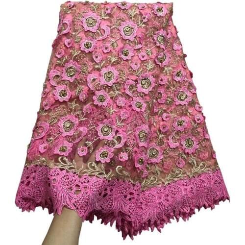 Free shipping High Quality Rhinestone guipure lace fabric 2018 African Voile Swiss Lace Fabric With Beaded For Wedding dress TY8