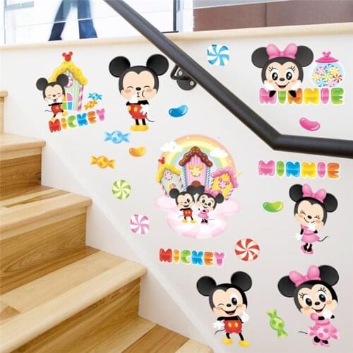 Disney mickey minnie 20*30cm wall stickers for kids rooms nursery home decor cartoon wall decals pvc mural art diy posters