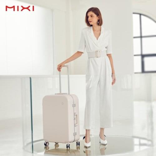 Mixi 2021 New 20” Carry On Suitcase 7mm Narrow Aluminum Frame Women Rolling Luggage Men Boarding Cabin Trave Bag Polycarbonate
