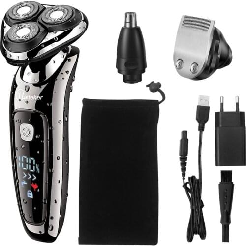 HATTEKER electric shaver facial electric razor for men 2in1 grooming kit usb rechargeable male beard shaving machine 9598A