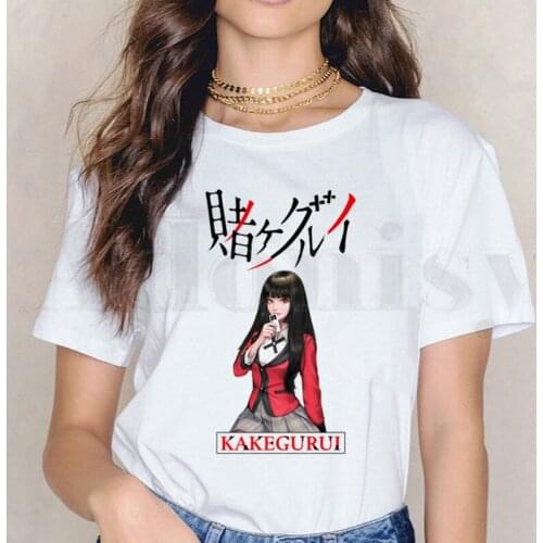 Japanese Manga Anime Kakegurui Yumeko Jabami Printed Womens T-shirt Short Sleeve Female Tops Tees Harajuku Shirts