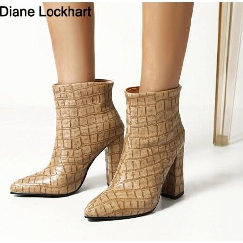 Winter Hot sale Ladies Ankle Boots Sexy Thick Heels Pointed Toe Female High Heels Fashion Booties Autumn High Quality Women Boot