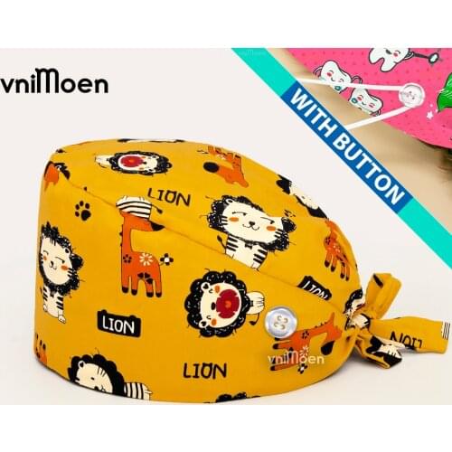 Cartoon lion giraffe pattern nursing cap,high quality Working Hat multiple styles,Gourd-Shaped Upgrade Sweatband Adjustable Hats