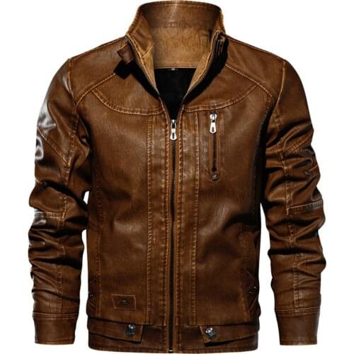 Fashion Leather Rider Jacket Men Slim Cool Stand Collar Casual Outwear Coat Windbreaker Male European Size Jacket Drop Shipping