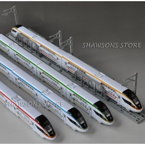 Diecast Metal Model Double Decker CRH High Speed Train Railway Miniature Replica Pull Back Toy With Tracks