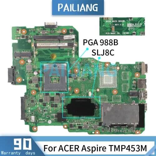 Mainboard For ACER Aspire TMP453M HM77 Laptop motherboard NBV6Z1100 SLJ8C BA50 REV.2.0 DDR3 Tested OK