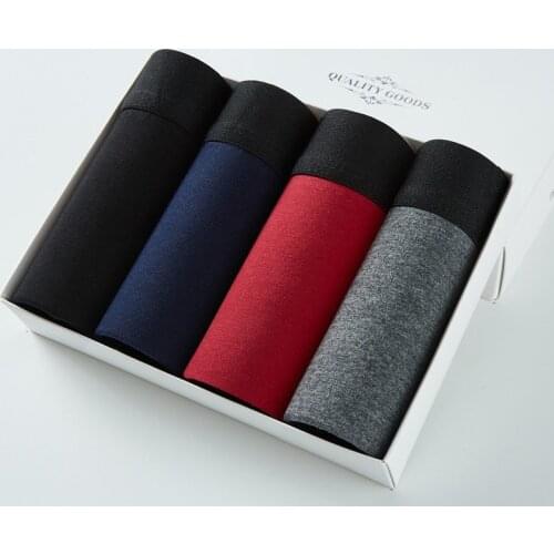 4pcs/lot Fashion Mens Underwear Breathable Cotton Man Boxer Solid Underpants Comfortable Male Panties Shorts Homme