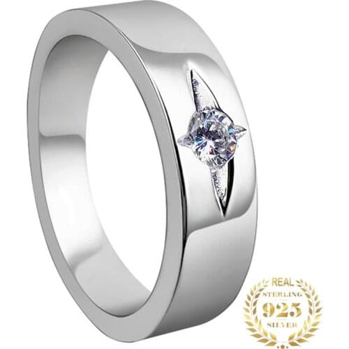 Sterling Silver 925 Mens Rings Luxury Diamond Engagement Exquisite Elegant Fine Jewelry Wedding Party Cross Star Classic Trendy