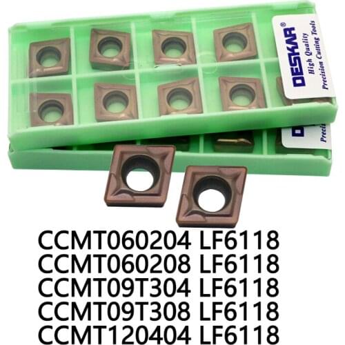 10PCS DESKAR CCMT060204 CCMT09T304 CCMT09T308 CCMT120408 LF6118 Turning Tools Carbide blade inserts For Stainless steel