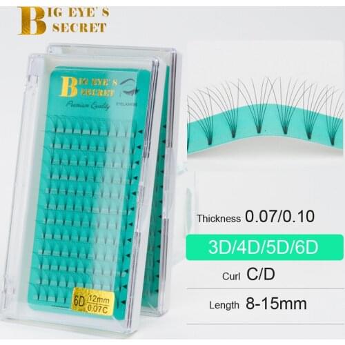 Big Eyes Secret Lashes EXtension 3D-6D Short Stem Premade Fans Lashes Russian Volume Faux Mink Eyelash Extension