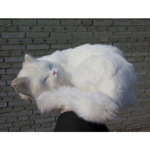 New simulation sleeping cat toy polyethylene & furs white cat doll gift about 25x20x11cm 1188