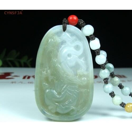 CYNSFJA New Real Rare Certified Natural A Grade Burmese Jadeite Amulets Dragon Jade Pendant High Quality Hand Carved Best Gifts