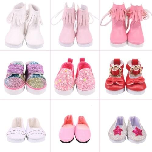 15 Styles Of Doll Shoes For 14.5 Inch Wellie Wisher & 32-34 Cm Paola Reina,Dolls Accessories Boots Sequined Shoes Sandals Velcro