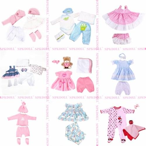 NPKDOLL Bebe Reborn Doll Clothes 22-24 inch doll accessories Lovely Fashion Suits Pink White Kids Handmade