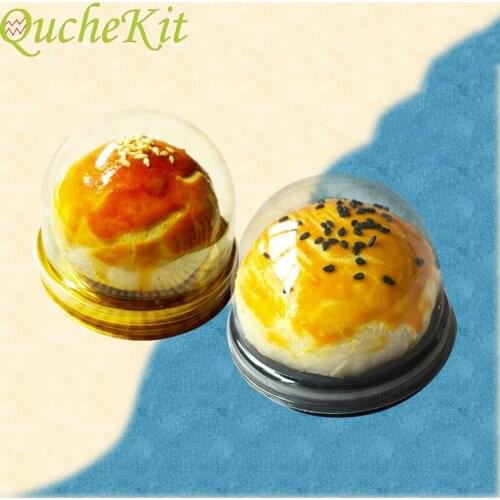 50pcs Round Moon Cake Trays Cake Biscuit Decoration Bottom With Clear Plastic Lid Gold Wedding Favor Boxes Cake Packaging Box